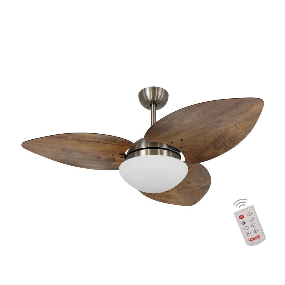 Ventilador De Teto Bronze 3 Pás Rádica Imbuia 220V