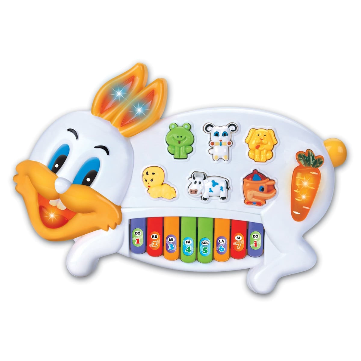 Teclado Educativo Infantil Coelhinho Sons de Animais Luz Braskit 6301