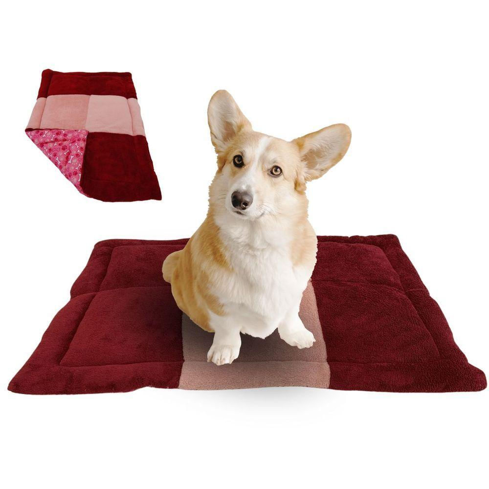 Tapete Pet 68x48 Dupla Face De Algodão E Mantinha Vinho E Rosa