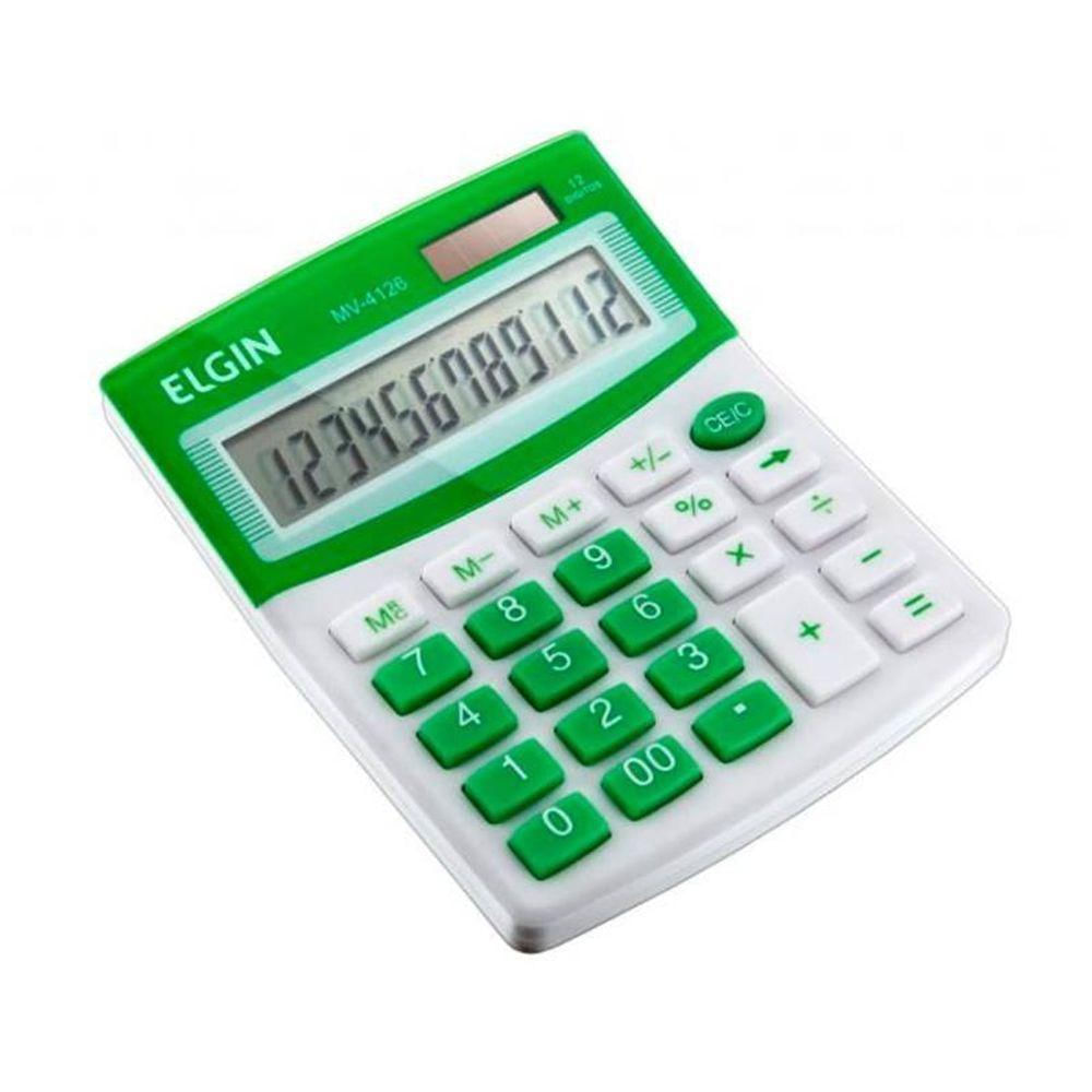 Calculadora Mesa Visor 12 Dig. - Verde Mv4126 Elgin