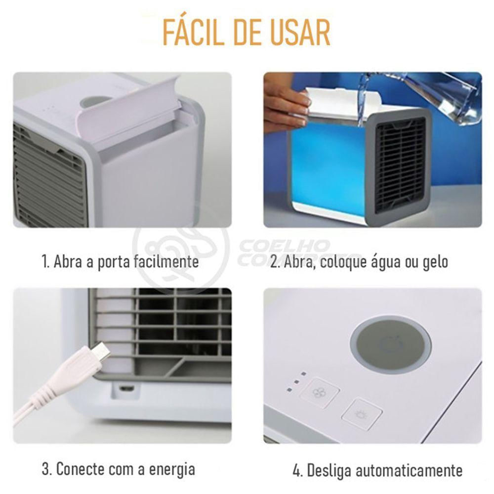 Ar Condicionado Portátil Arctic Air Cooler Umidificador Climatizador Luz Led 7 Cores Rgb