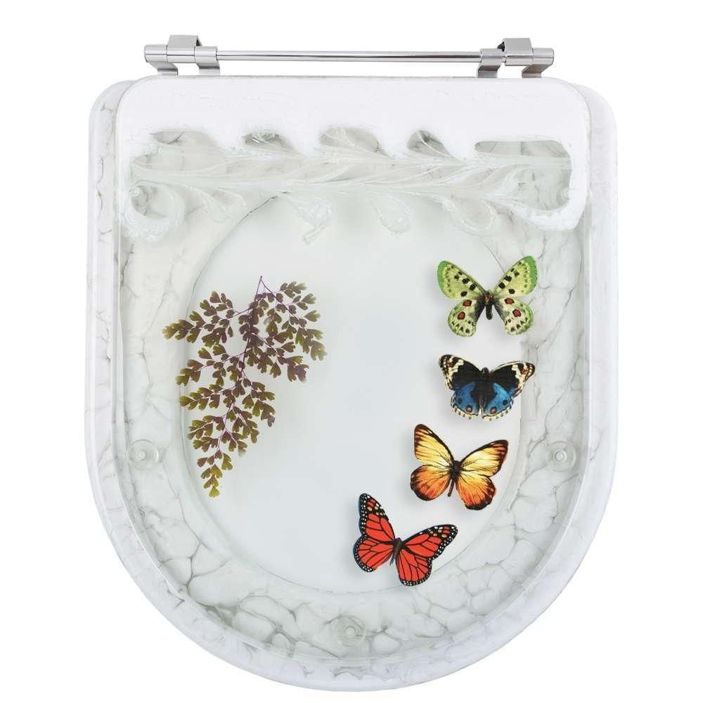 Tampa De Vaso Poliéster Decorada Borboleta Calypso Branco Para Louça Incepa