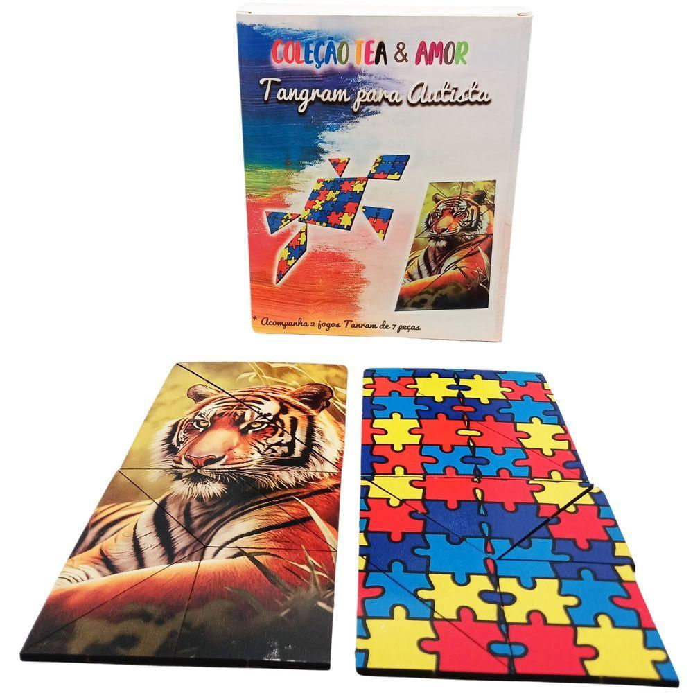 Kit De Tangram Duplo Para Autistas Divertido Em Mdf