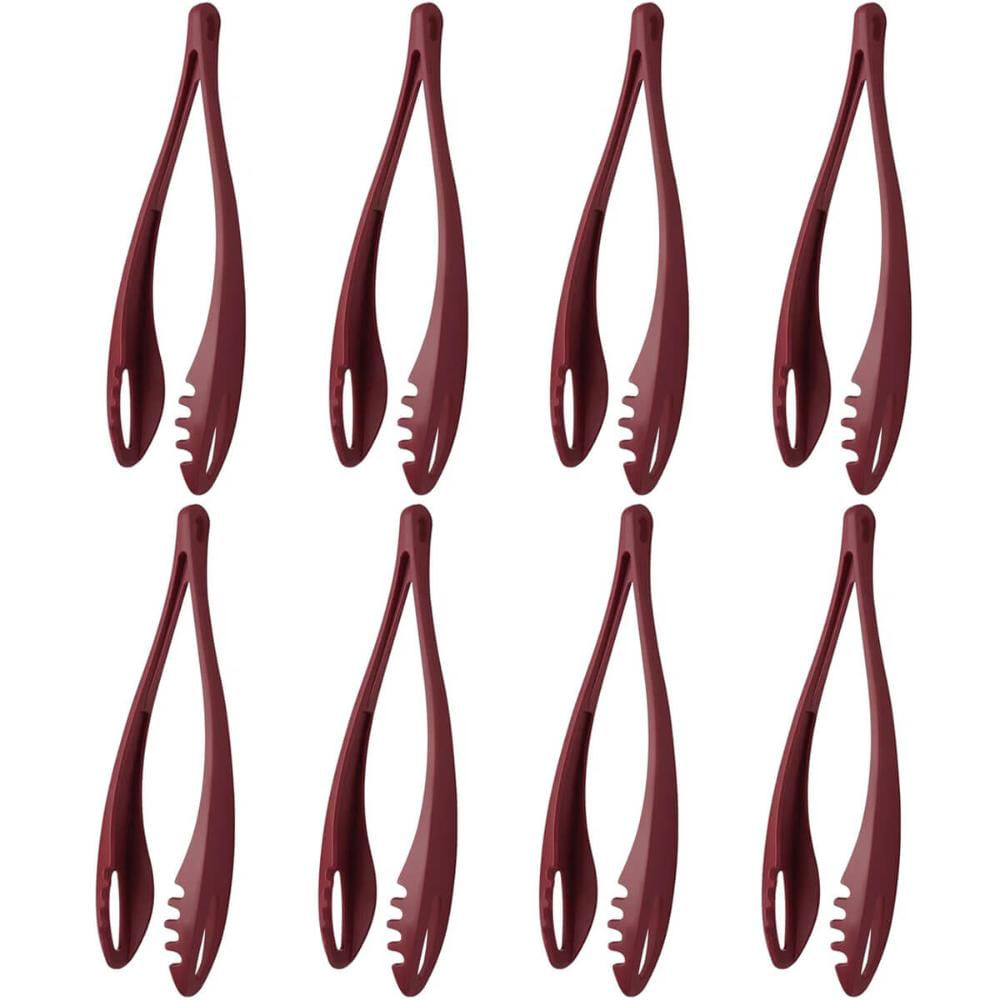 Kit 8 Pegadores Pinças Ability Tramontina 29,8cm Salada Massa Multiuso Nylon Vermelho
