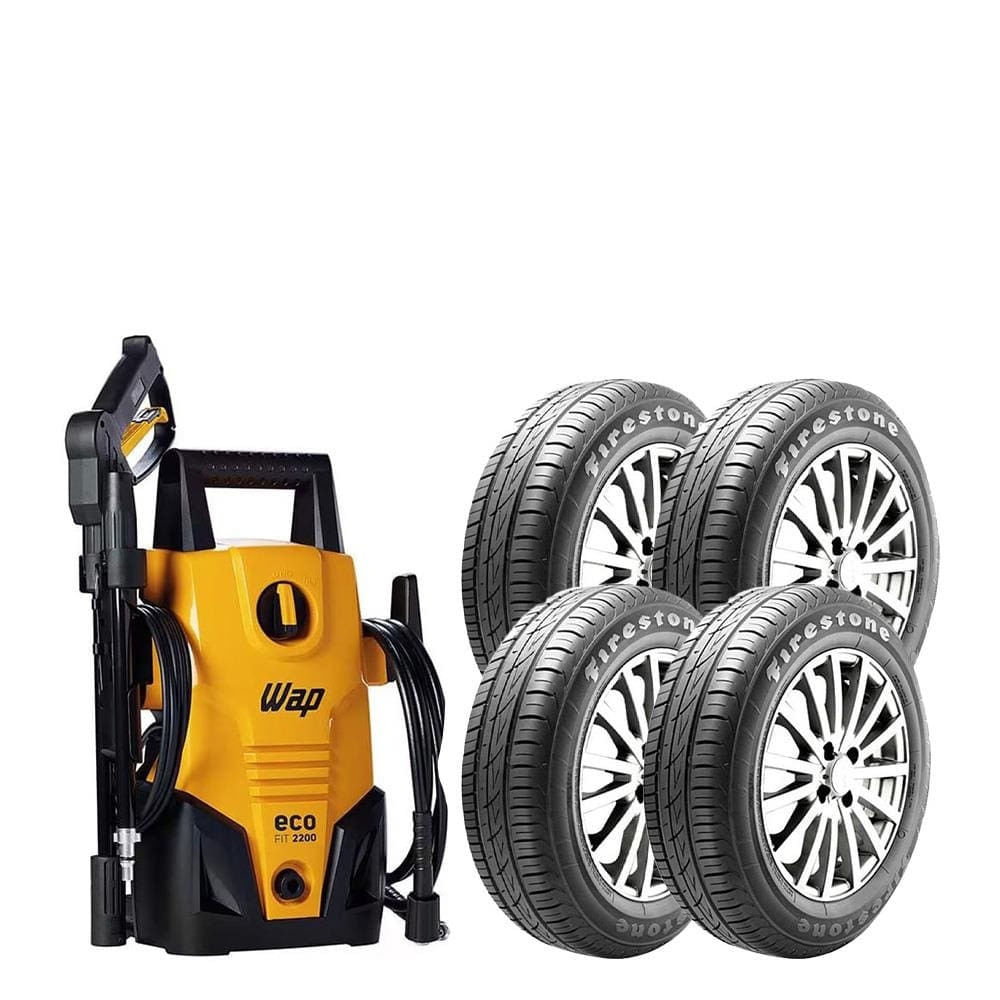 Pneu Aro 14 Firestone F-600 175/65 82T 4 Unidades + Lavadora de Alta Pressão Wap Eco Fit 2200 1500psi 1400W