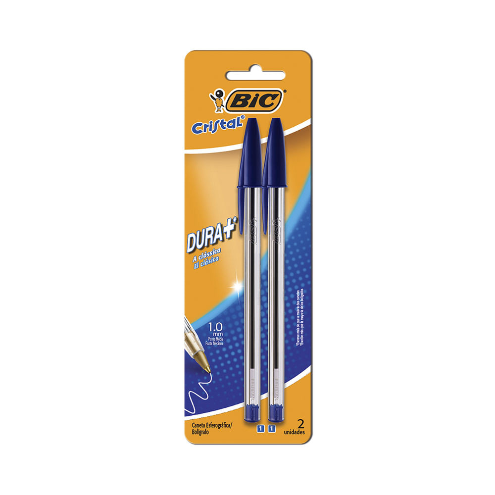 Caneta Esferográfica Bic Dura Mais 1.0mm Azul com 2 Unidades