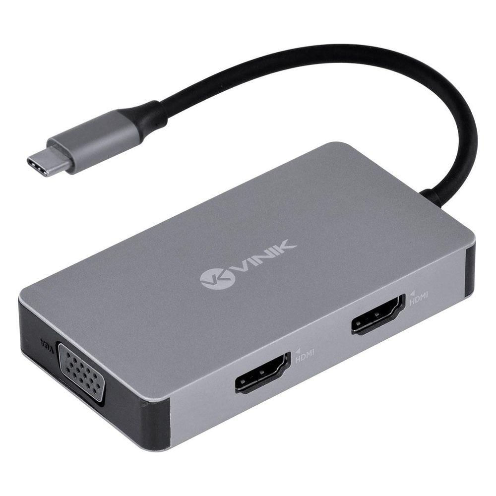 Hub Usb Tipo C / Type C 5 Em 1 Com 2 Hdmi + Vga + Usb...