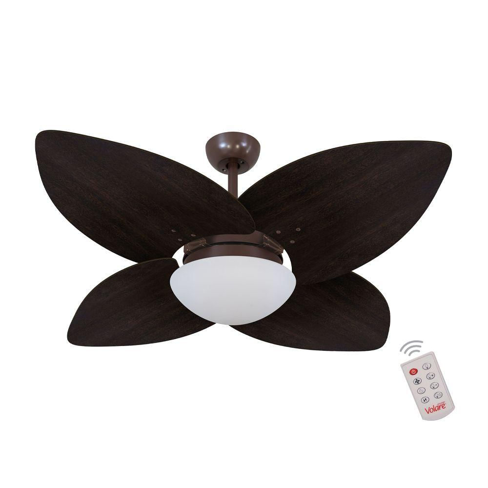 Ventilador De Teto Café 4 Pás Tabaco 220V C/ Controle