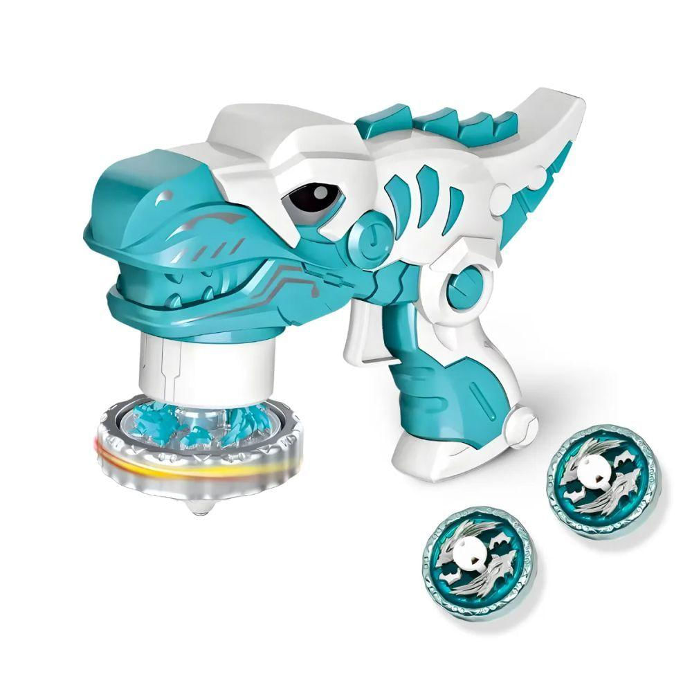 Brinquedo Beybleid Dinossauro Azul Lançador Piões