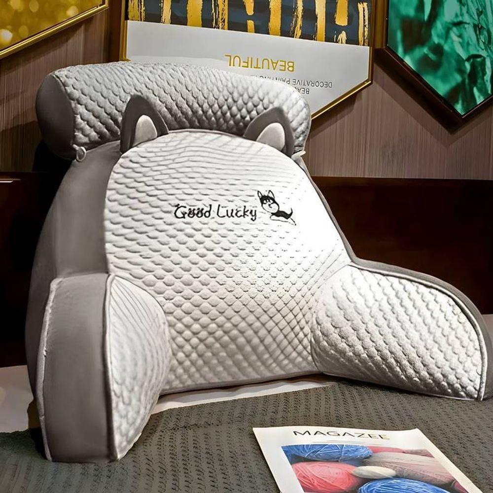 Almofada Multiuso Cinza Travesseiro Ergonômico Super Confortável Várias Posições Capa Removível Para Lavagem