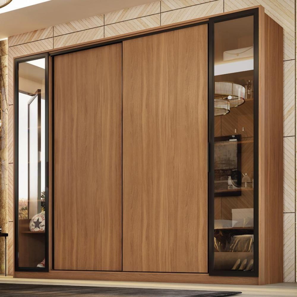 Guarda Roupa Casal 4 Portas Vidro Reflecta E 4 Gavetas Laredo - Amêndola-nude Prime Tx