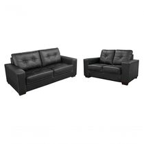 Conjunto Sofá De Couro Punto 3 Lugares Preto Pigmentado - Mempra