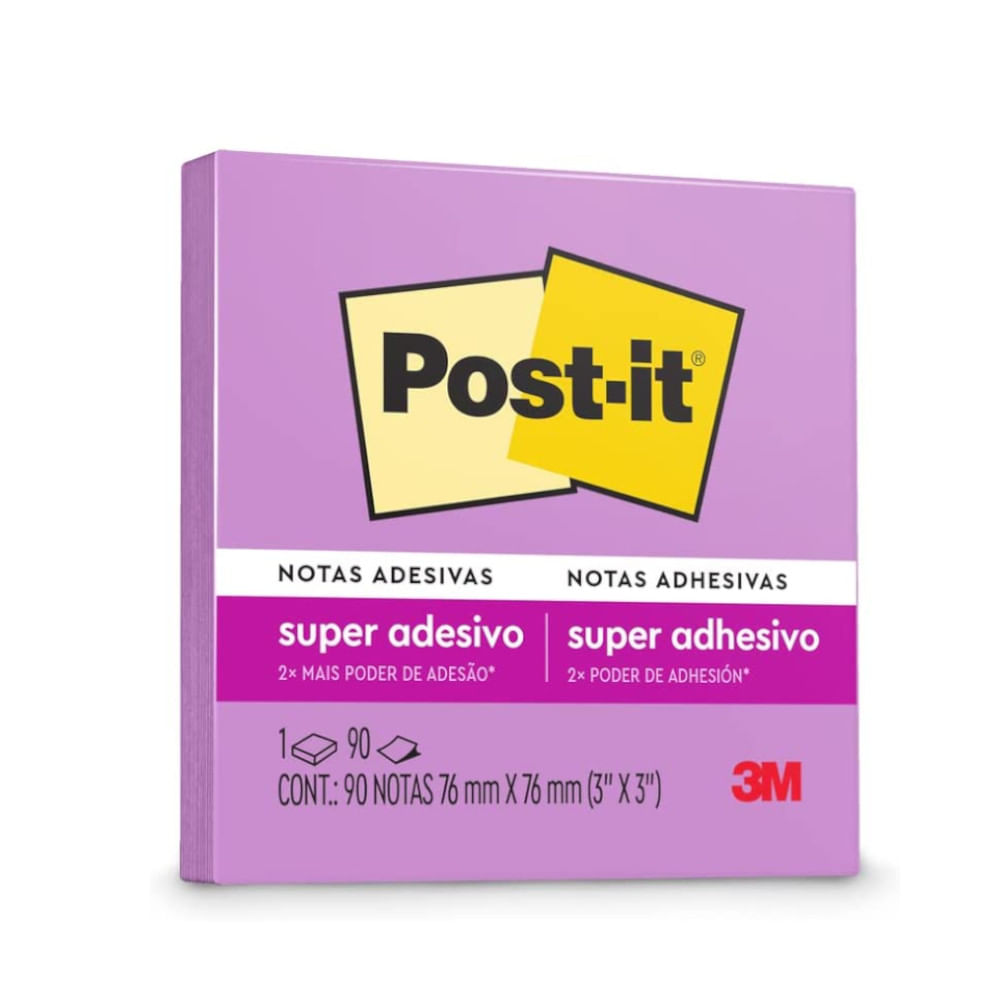 Bloco Adesivo Post-It 3M 76x76mm 90 Folhas Lilás