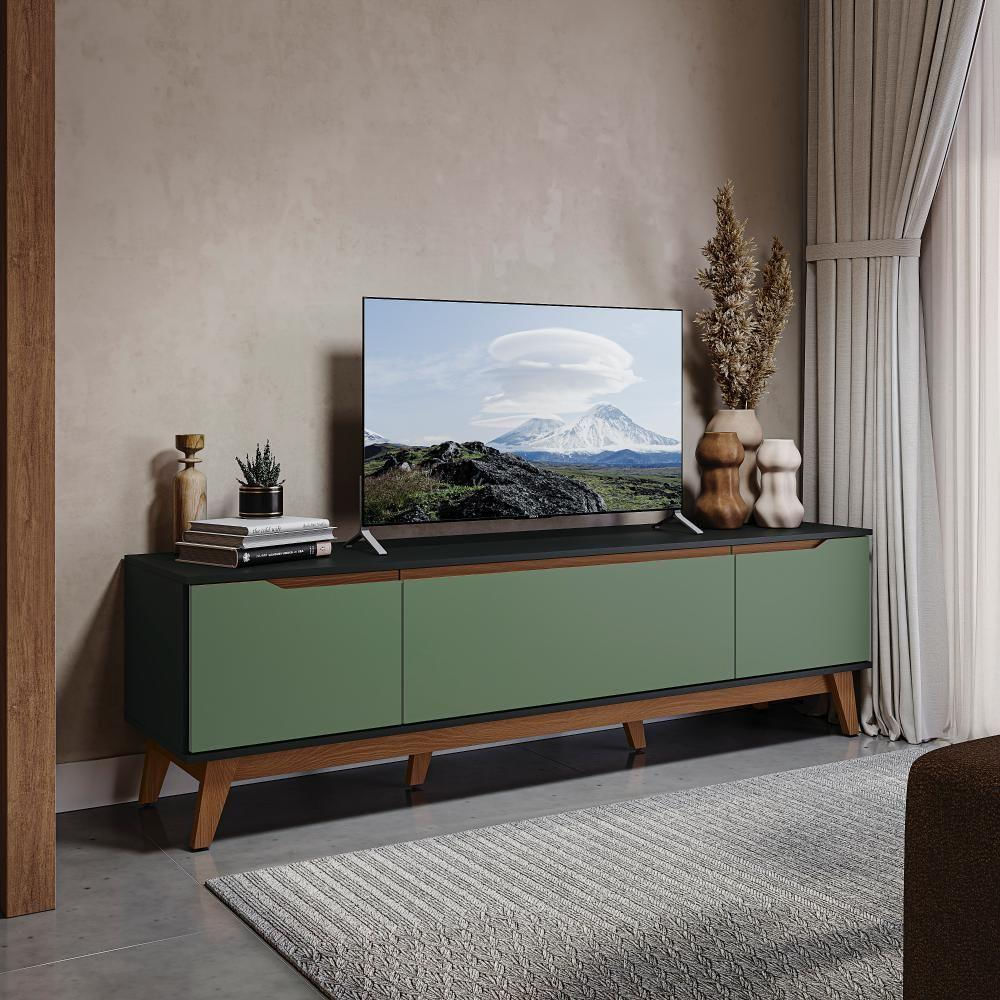 Rack Kappesberg 3 Portas Preto Fosco-verde Oliva 180cm
