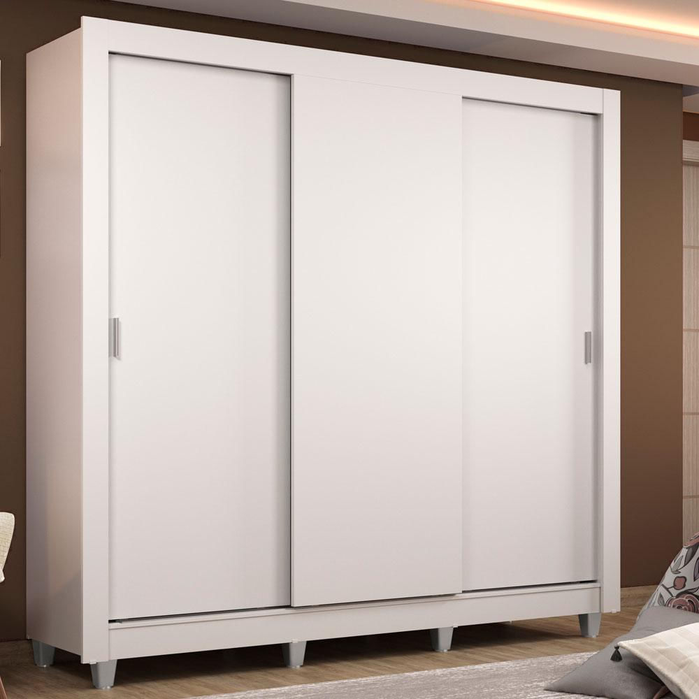 Guarda Roupa Casal Madesa Lyon 3 Portas de Correr 2 Gavetas com Pés - Branco