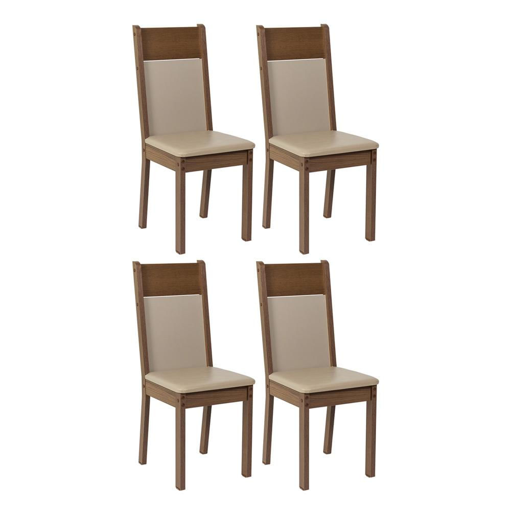 Kit 4 Cadeiras de Jantar 4280 Madesa - Rustic/Crema/Sintético Bege