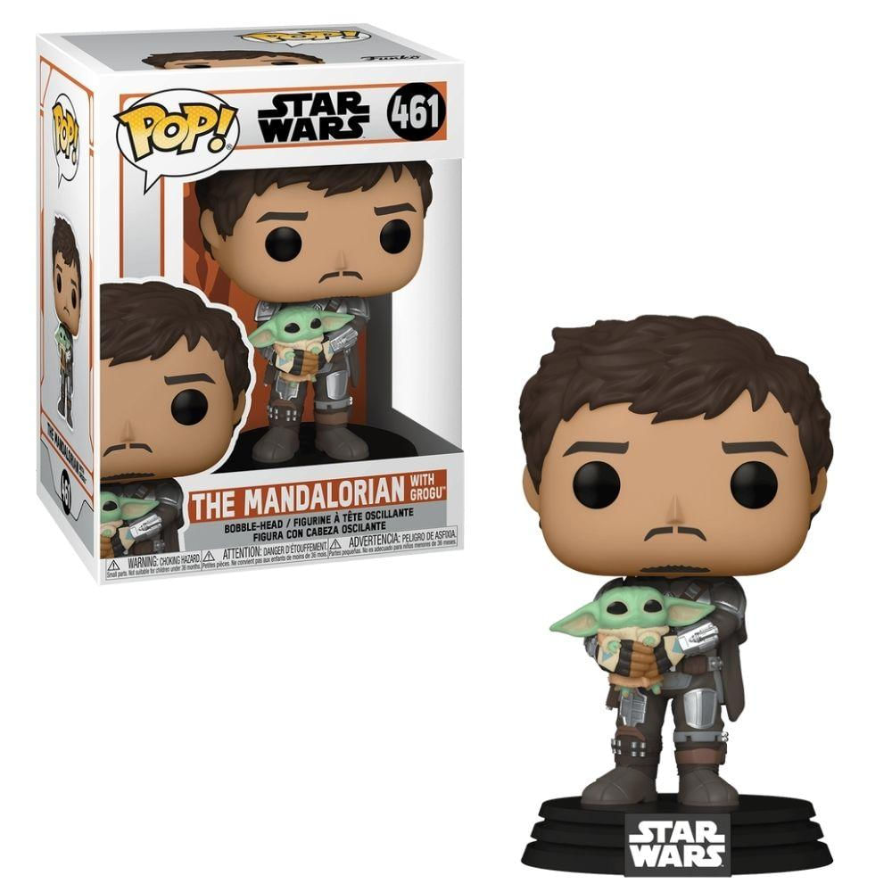 Boneco Funko POP! Star Wars Mandalorian Mando Holding Child