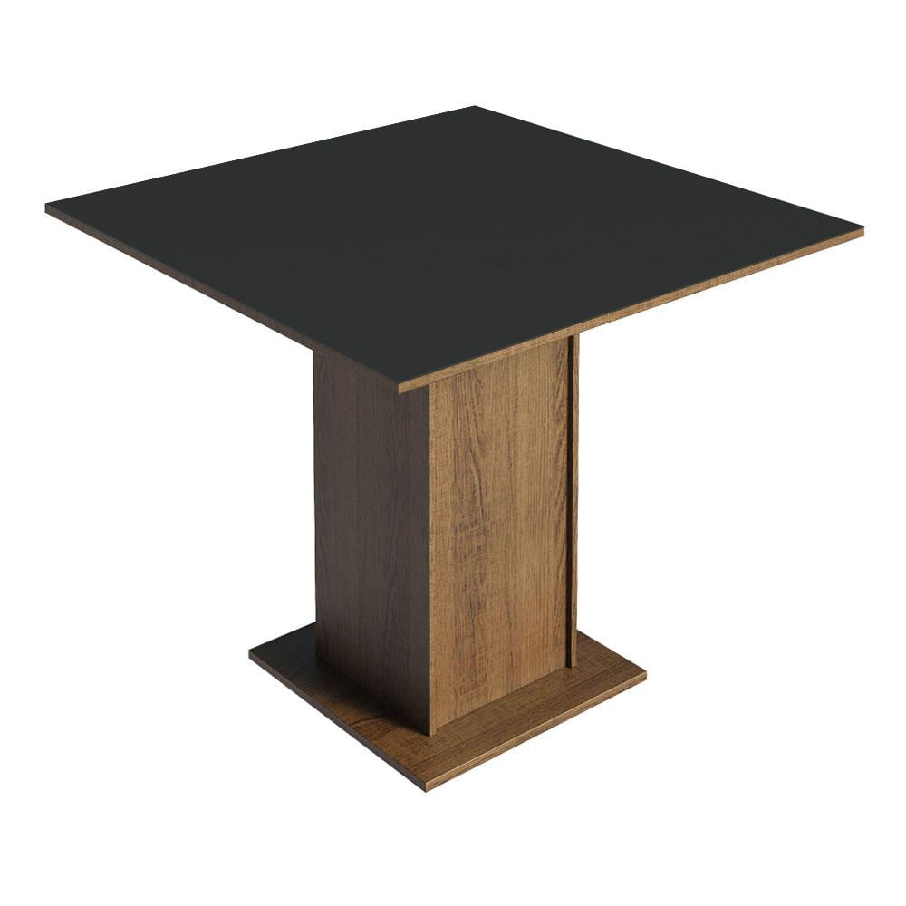Mesa Madesa Quadrada Tampo de Madeira 5363 - Rustic/Preto