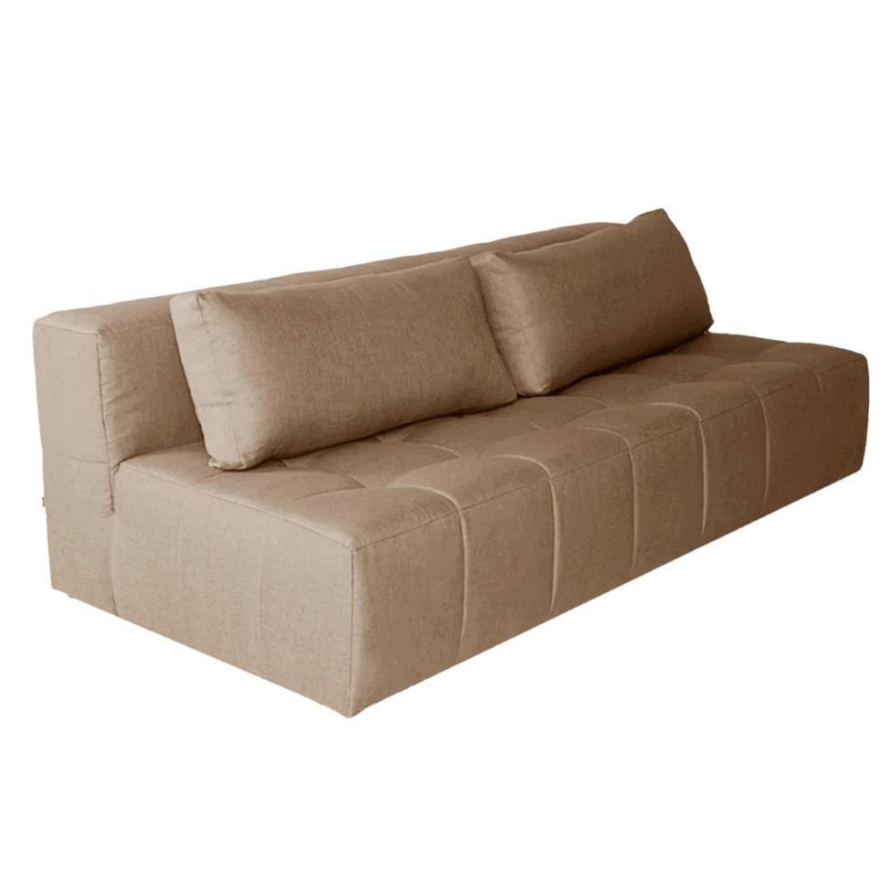 Sofá Modular 3 Lugares com Puff Soho Linho Bege