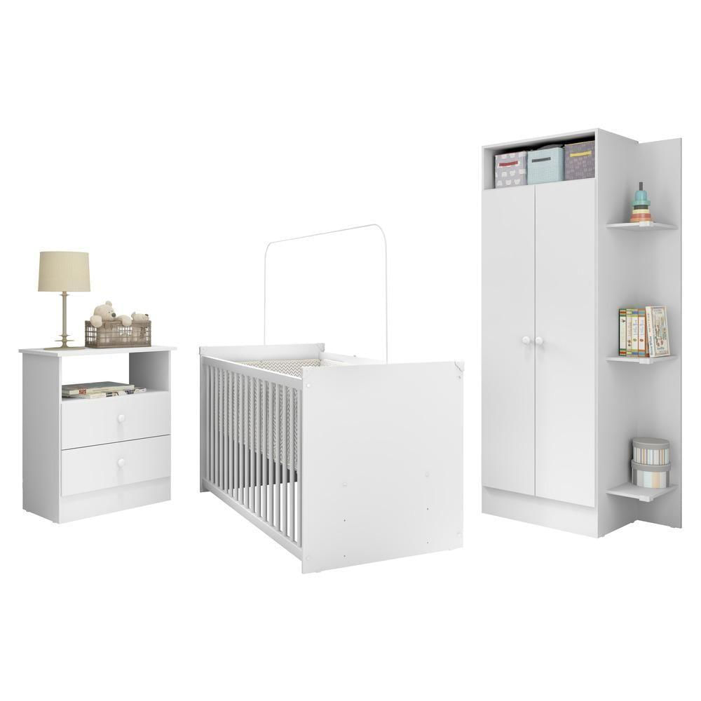 Jogo De Quarto Infantil Trevalla Móveis PomPom 3Peças Branco