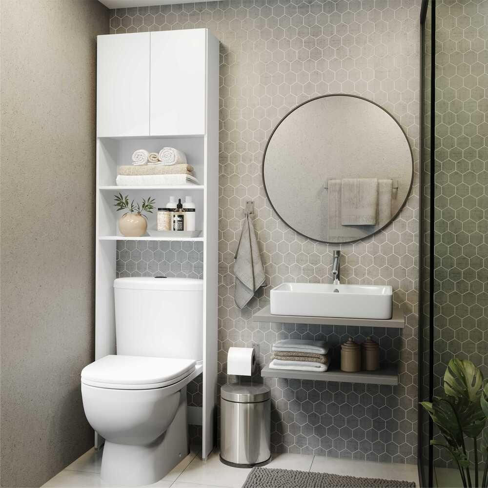 Armário Banheiro para Vaso Sanitário 2 Portas Branco