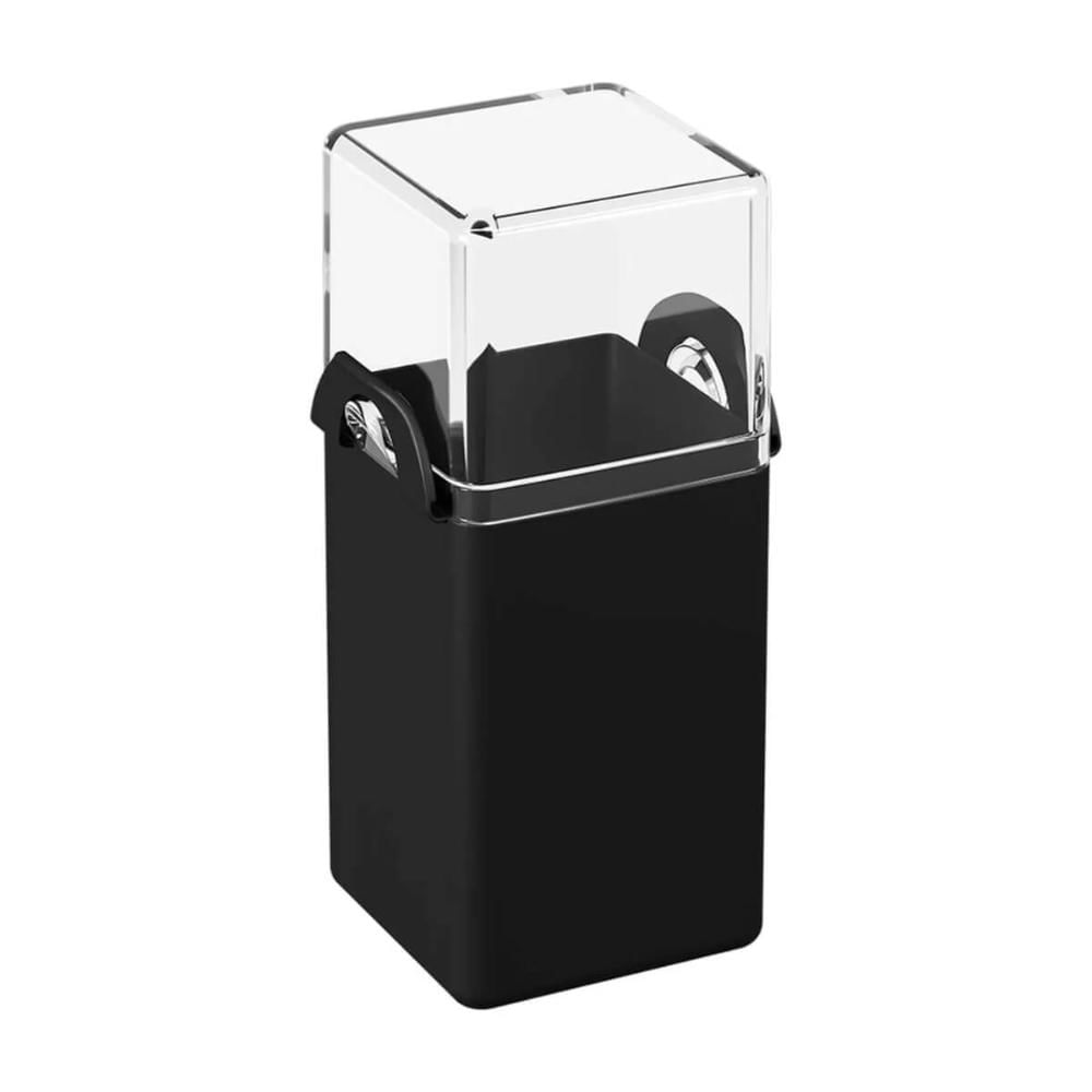 Paliteiro De Mesa 70ml Plástico Coza 5x4x9cm Porta Palito de Dente Preto Visor