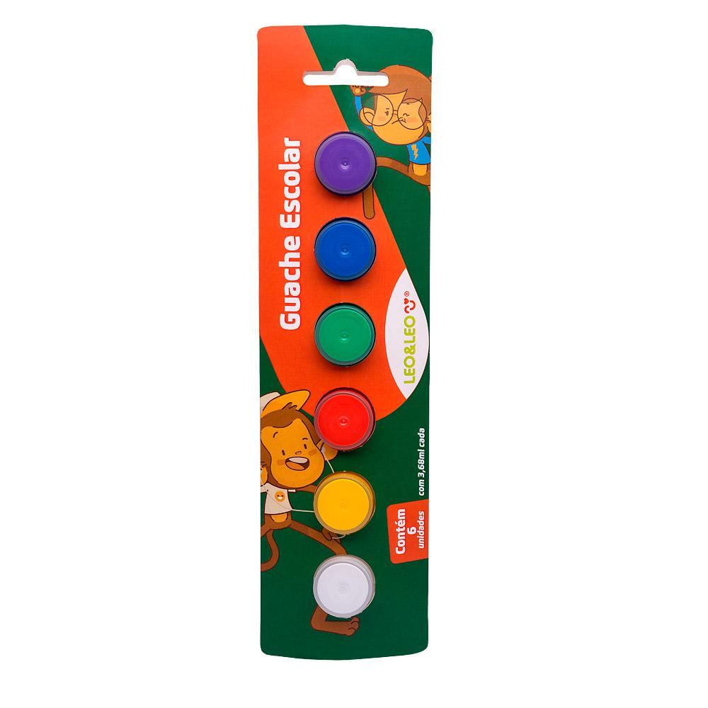 Guache Escolar com 6 Cores 3.8ml Leonora