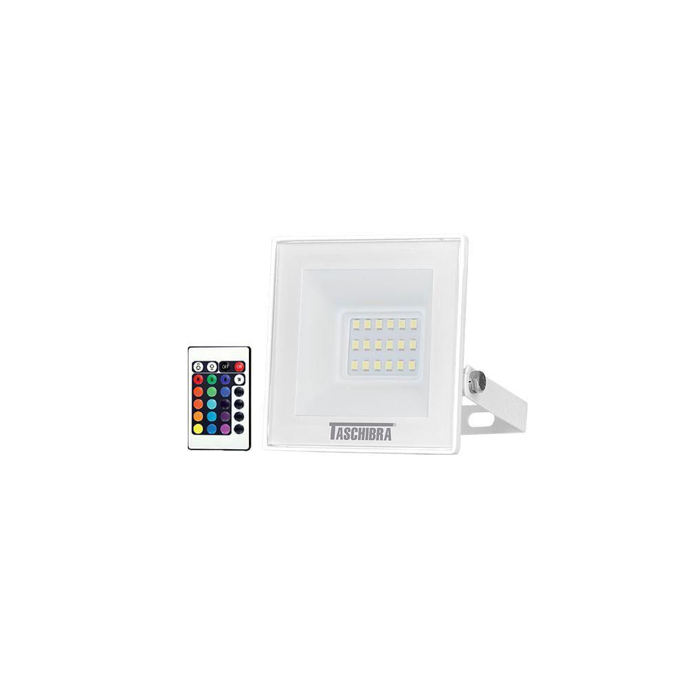 Refletor Taschibra Tr Led Slim Rgb 20w Branco Bivolt Rgb 15030035-01