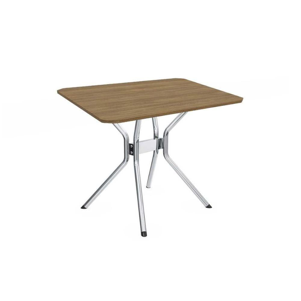 Mesa Para Cozinha Loire Aço Com Tampo Madeirado 90x90cm Nogueira Cromada Kappesberg