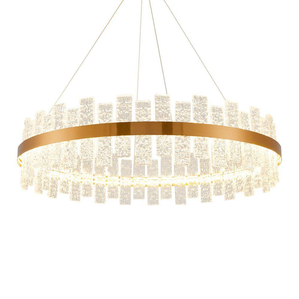 Lustre Pendente Nordecor Lowy 2762 80cm Dourado Brilho Led Bivolt