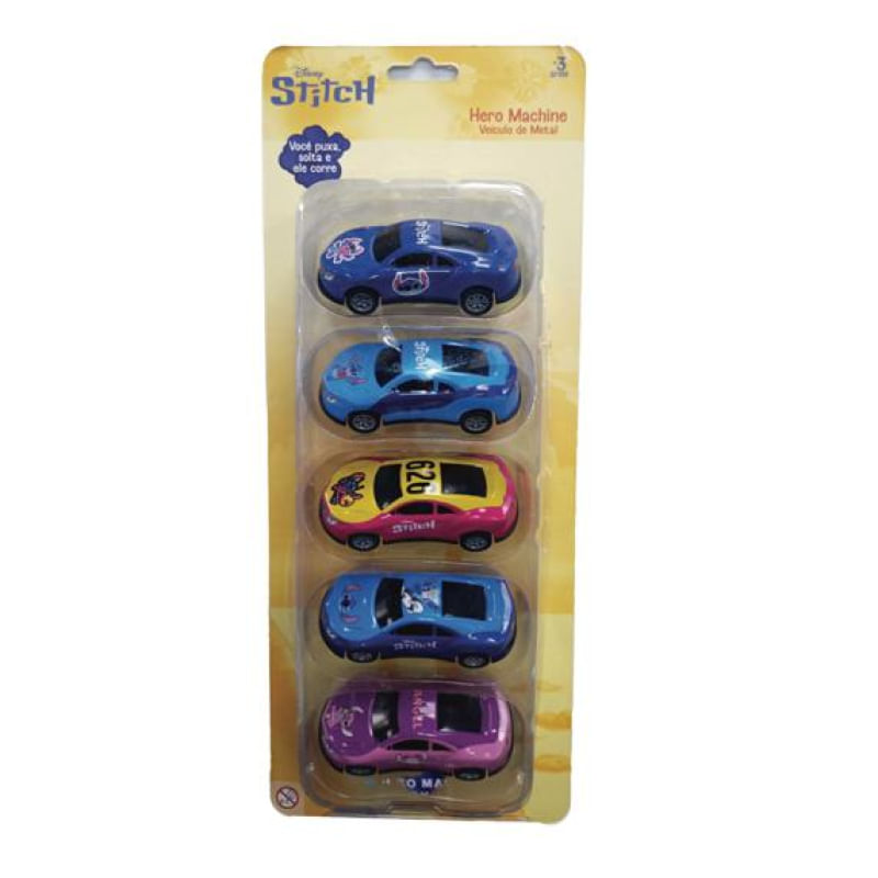 Kit com 5 Mini Carrinhos Pull Back Stitch