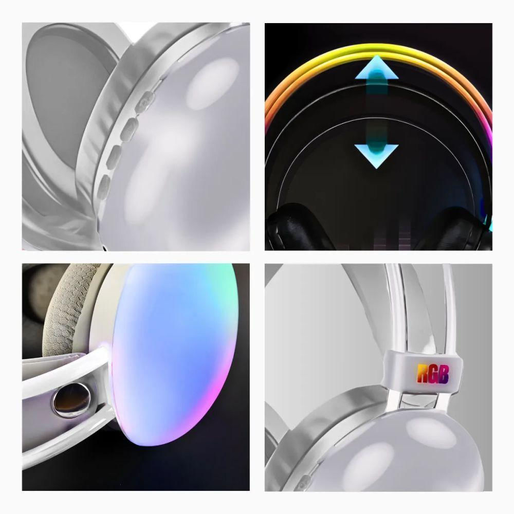 Fone De Ouvido Sem Fio Bluetooth V5.3 Com Led - Branco