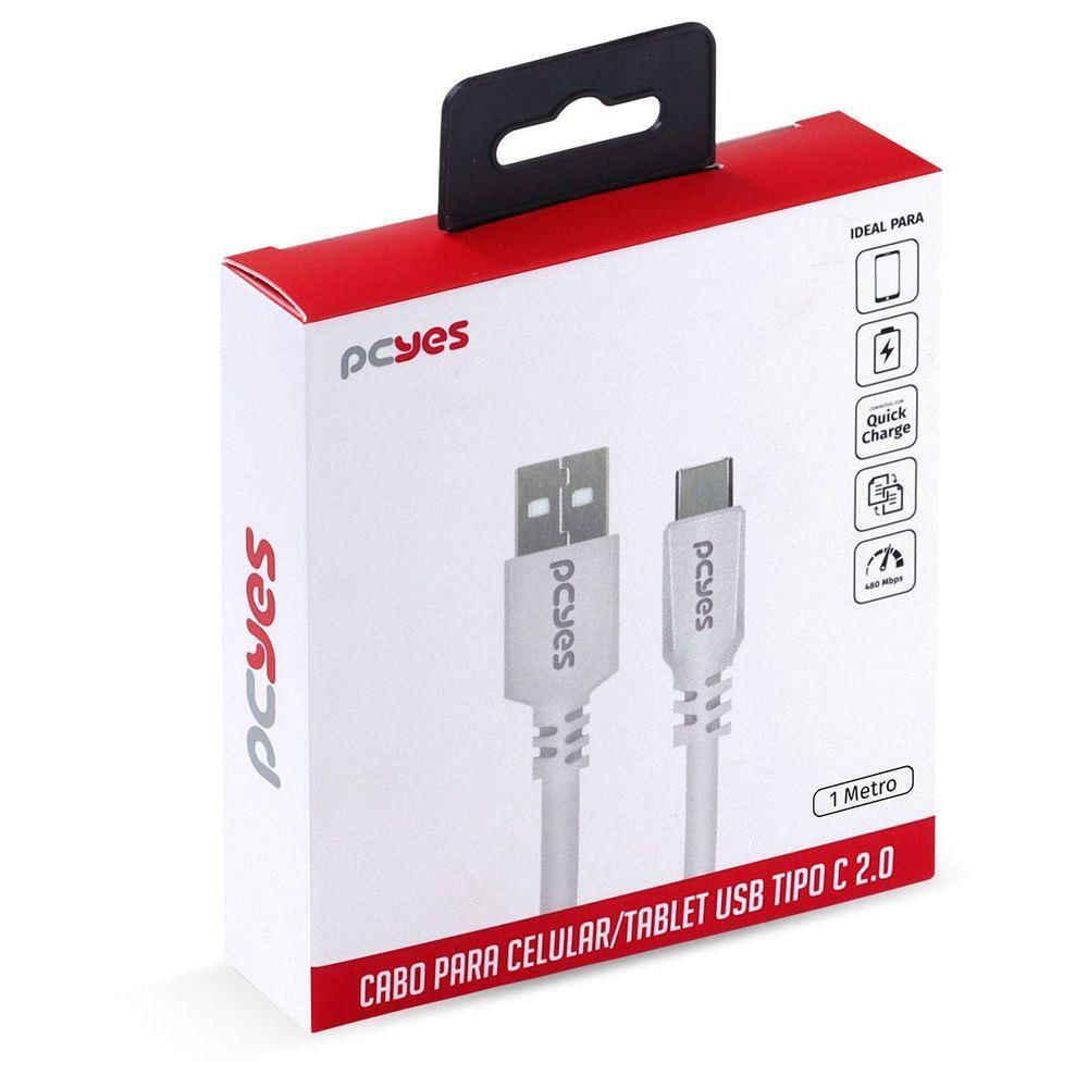 Cabo Usb A 2.0 Para Usb Tipo C 1m Branco - Puacb-01