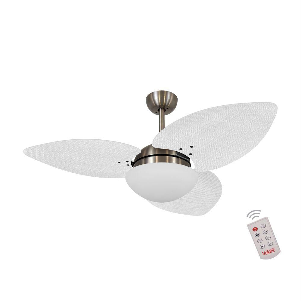 Ventilador De Teto Bronze 3 Pás Branco 127v C/ Controle