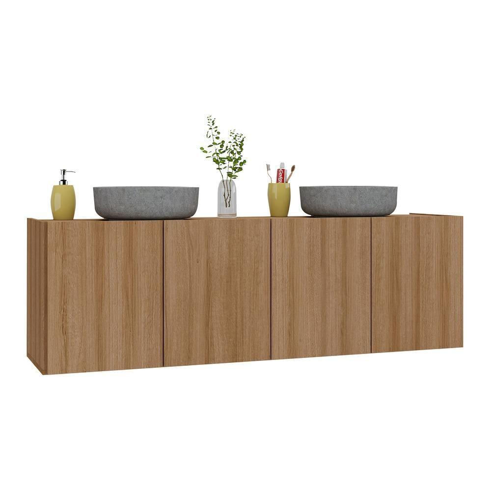 Gabinete De Banheiro 123,5cm Suspenso 4 Portas Multimóveis Mp5047 Rustic Rustic