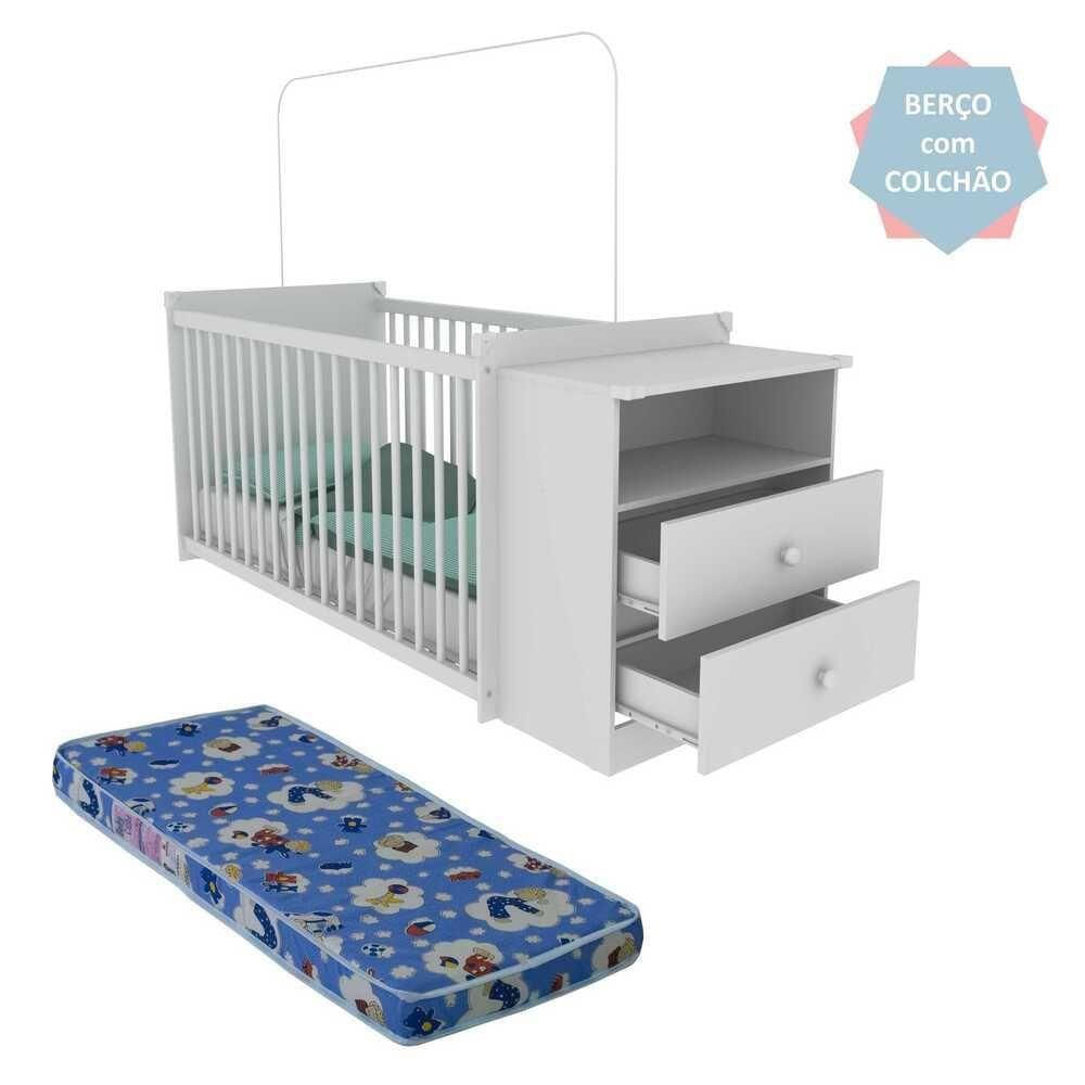 Quarto Infantil Com Berço-cômoda E Colchão Incluso Olívia