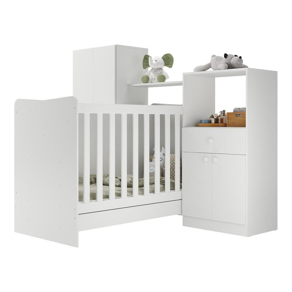 Quarto Infantil Com Berço 4 Em 1 Branco