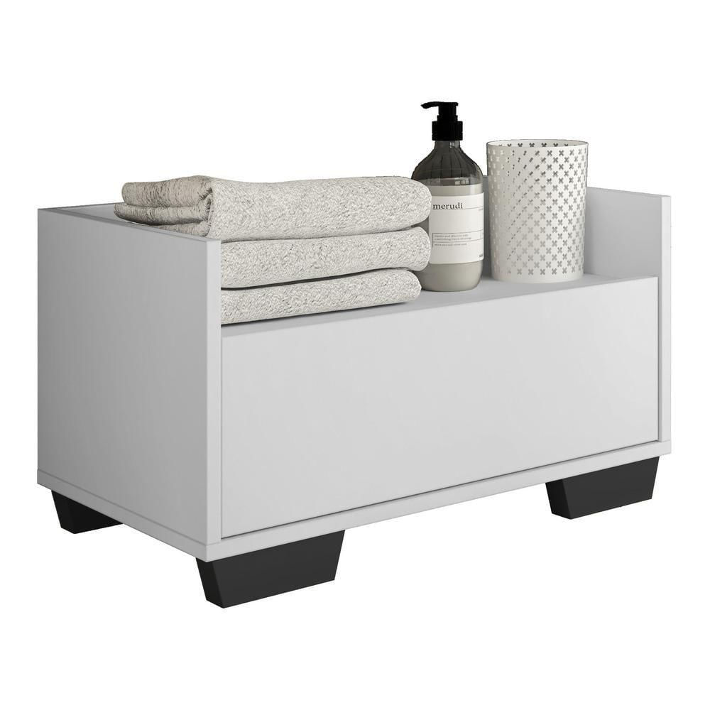 Gabinete Armário Banheiro 80Cm MultimóveisV5001 Branco/Preto