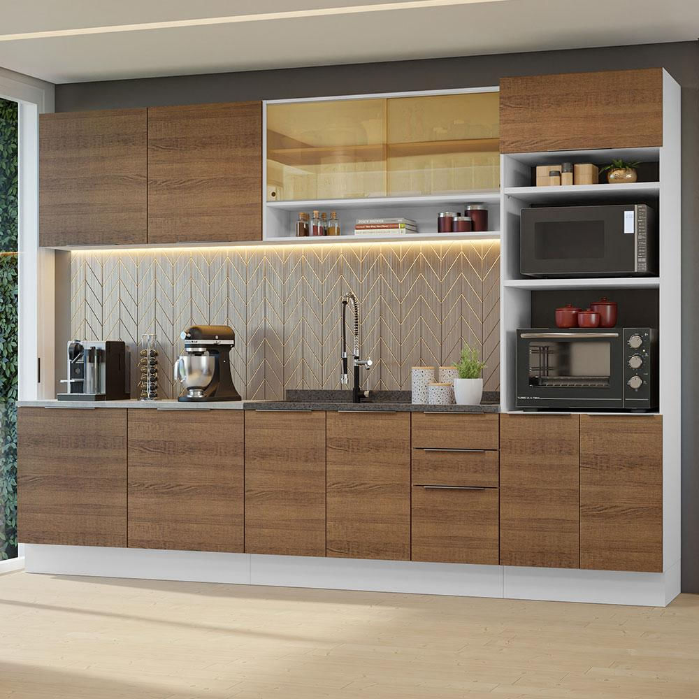Armário de Cozinha Completa 310cm Branco/Rustic Stella Madesa 02