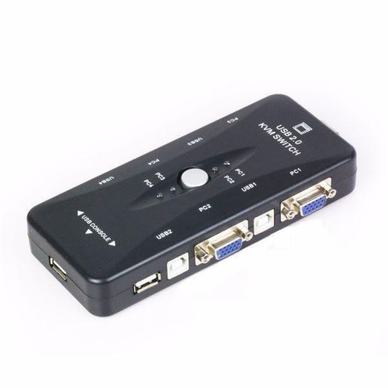 Chaveador kvm usb switch 4 portas vga/ e kit 4 cabos kvm usb