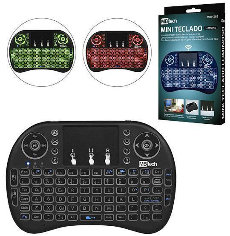 Mini Teclado Luminoso Smart Tv Games Tv Box