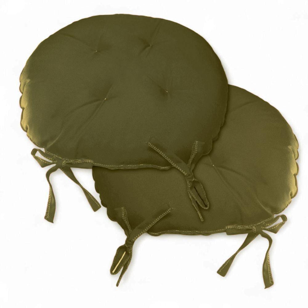 Kit 02 Almofadas Futon Redondo Assento Para Cadeira 40x40 Bege Escuro