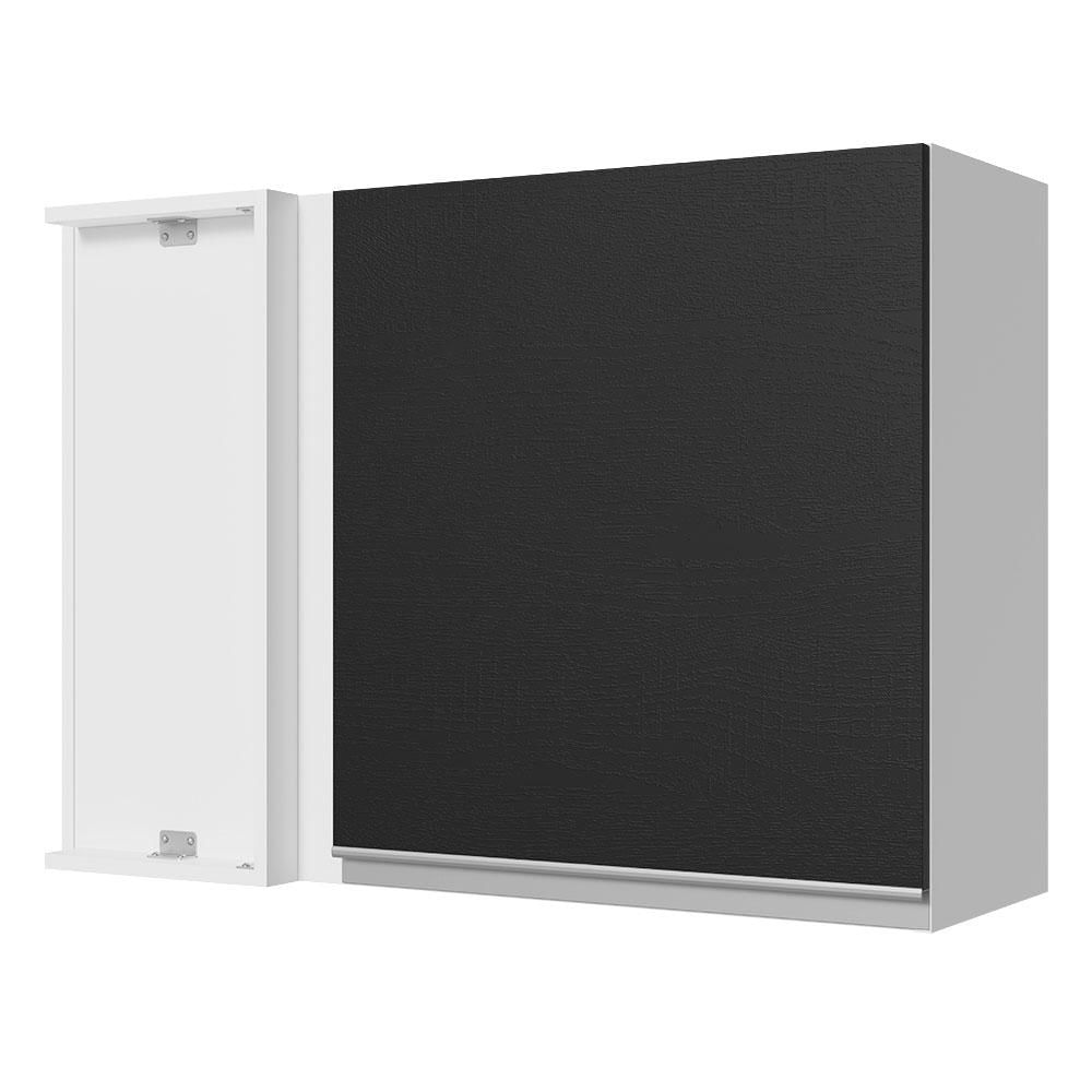 Armário de Cozinha Aéreo de Canto 100% MDF 1 Porta Branco/Preto Acordes Madesa