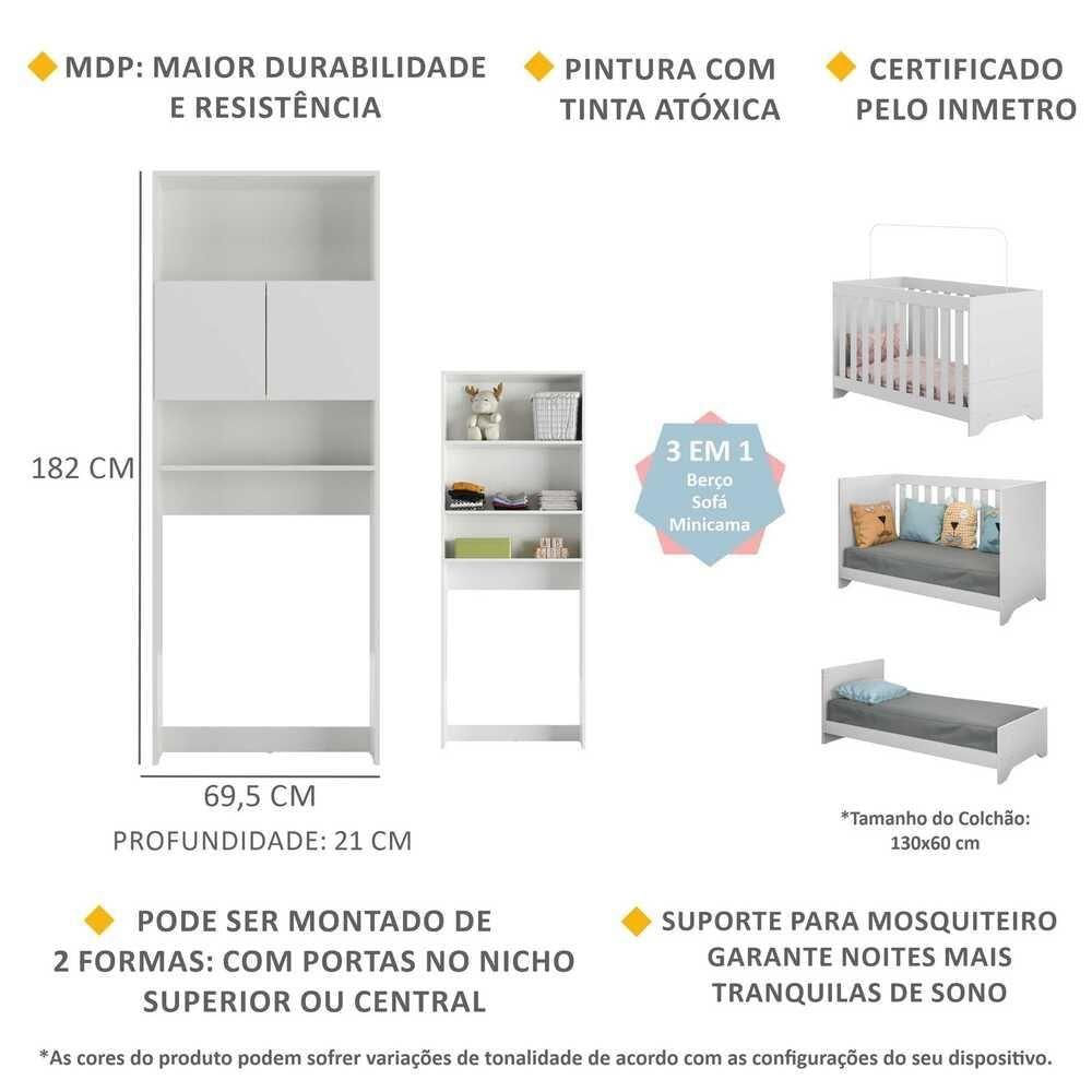 Quarto Infantil Com Berço 3x1 Nina