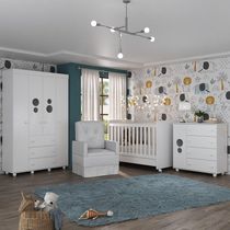 Quarto Completo+Colchão E Poltrona Mp4097 Branco Branco