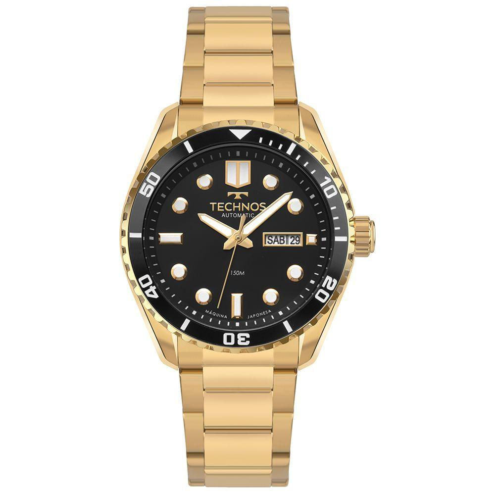 Relógio Technos Masculino Automático Dourado - 8205oz/1p Relógio Technos Masculino Acqua Dourado - 8205oz/1p