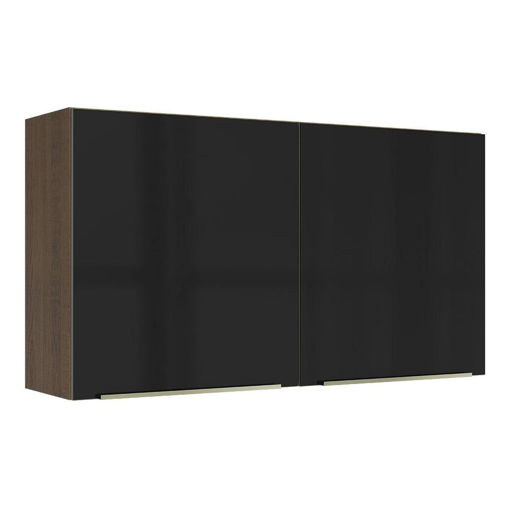 Armário Aéreo Madesa Lux 120 cm 2 Portas - Rustic/Preto