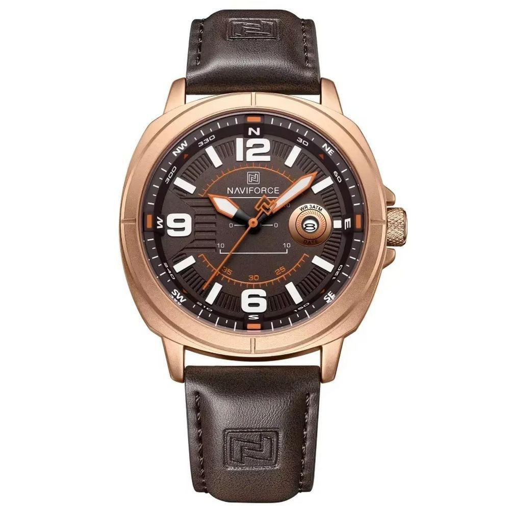 Relógio Masculino De Quartzo Design Esportivo Impermeavel à Prova D'água 3atm Dourado Marrom