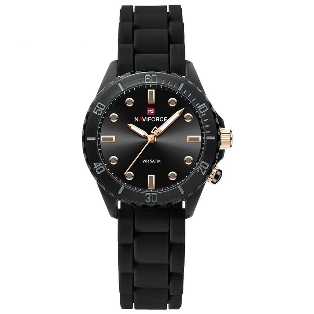 Relógio De Quartzo Feminino Design Casual Pulseira De Silicone 5atm à Prova D´agua Preto