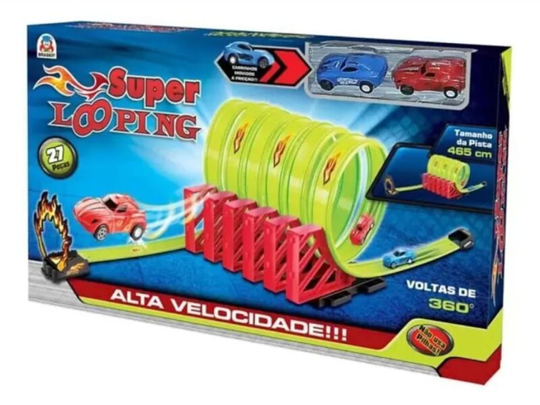 Pista De Carrinho Super Looping 27 Peças  - Braskit